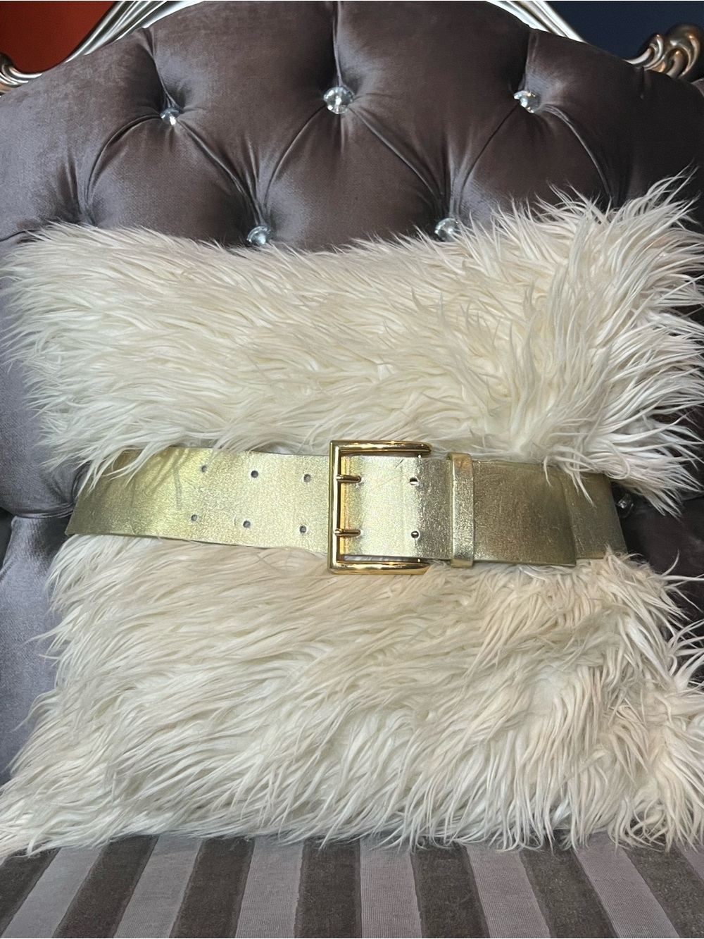 ✨💛 Metallic Gold Wide Waist Belt with Square Buckle 🌟👑